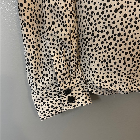 Sanctuary Polka Dot Button Down Blouse XS Black & Cream Rayon Lightweight Chic - Picture 7 of 8
